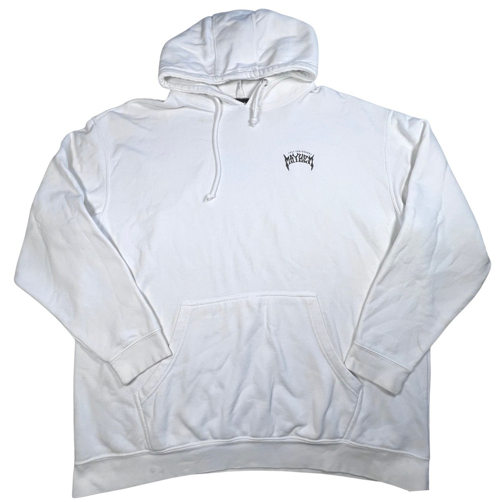 Lost Surfboards Mayhem Hoodie Mens XXL White Sweatshirt Drawstring Skater Surfer